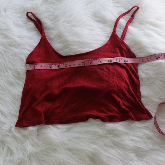 Full Tilt Red Adjustable Spaghetti Strap Crop Top - Loose Fitting, Shelf Bra Bui - Picture 3 of 5